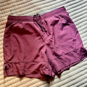 Purple Athletic Shorts with Drawstring Waistband and Lightweight Fabric